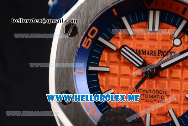 Audemars Piguet Royal Oak Offshore Diver Asia 2813 Automatic Steel Case with Orange Dial and Stick Markers Orange Rubber Strap (EF) - Click Image to Close